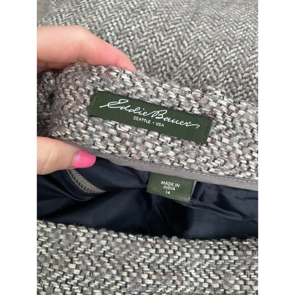 Eddie Bauer Tweed Skirt Women's 14 Tan Gray Wool Blend Lined, Outdoor - Picture 4 of 5